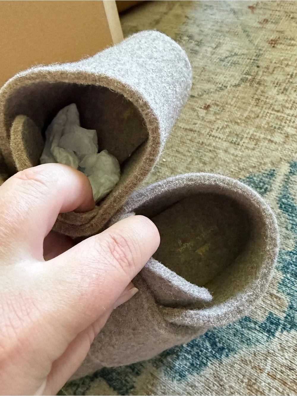NIB Konges Sløjd Slippers Mamour Felt Footies 'Camel' $65 Euro 27, US 10.5